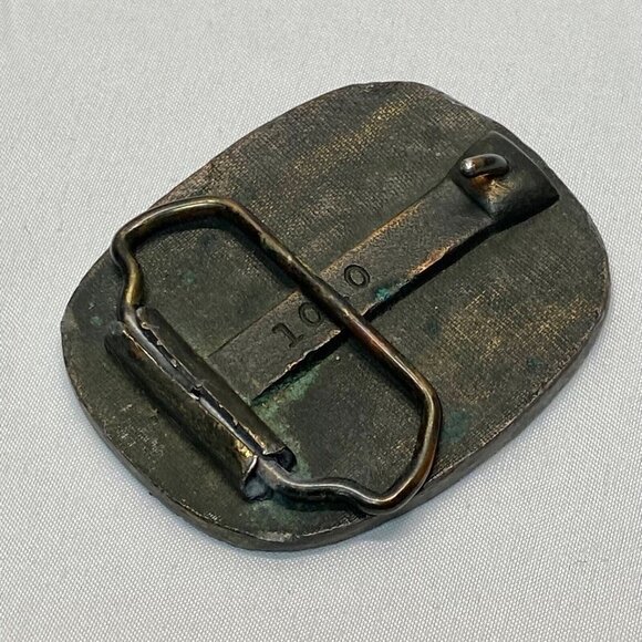 Belt Buckle Copper Brass Toned Japanese Maple Tree Leafs Design VTG Marked 1010 - Picture 8 of 12